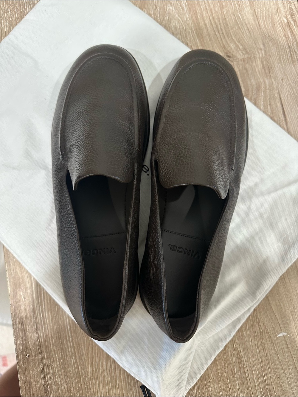 Vince Brown Pebble Leather Slip-On Loafers